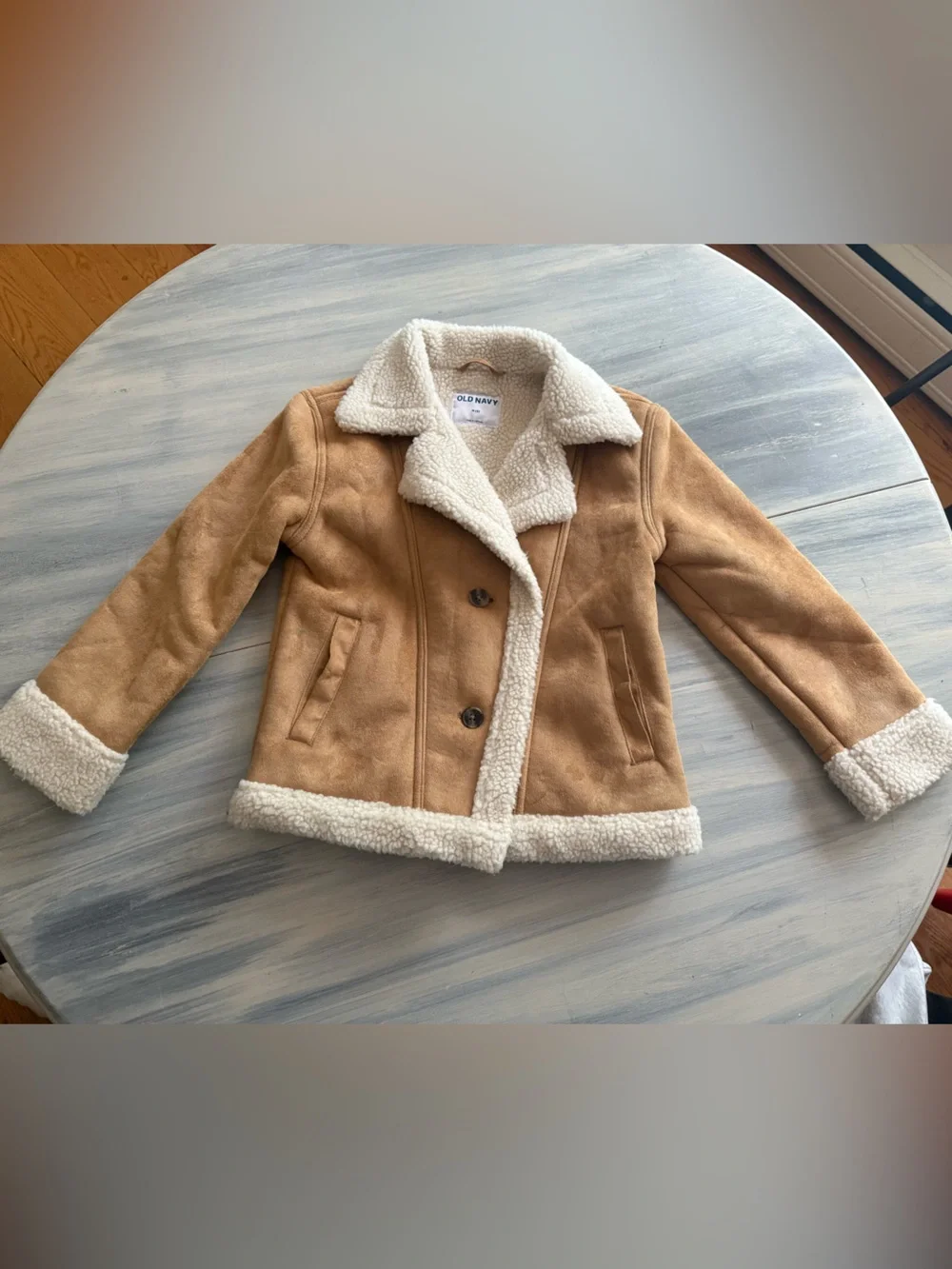 Old Navy Suede Luke Sherpa Jacket Girls 8